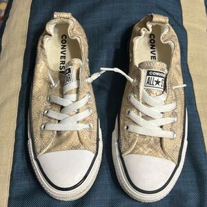 Converse womens- size 7 - Tan “snake”print like new condition
